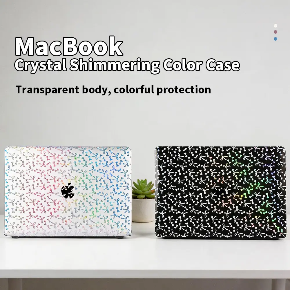 Macbook Neo Case, Holographic Glitter Diamond Bow, Clear Hard Laptop Cover, Crystal Shimmering Aesthetic, Protective Shell, Hard Pc Cover, Cute Gift for Women Girls