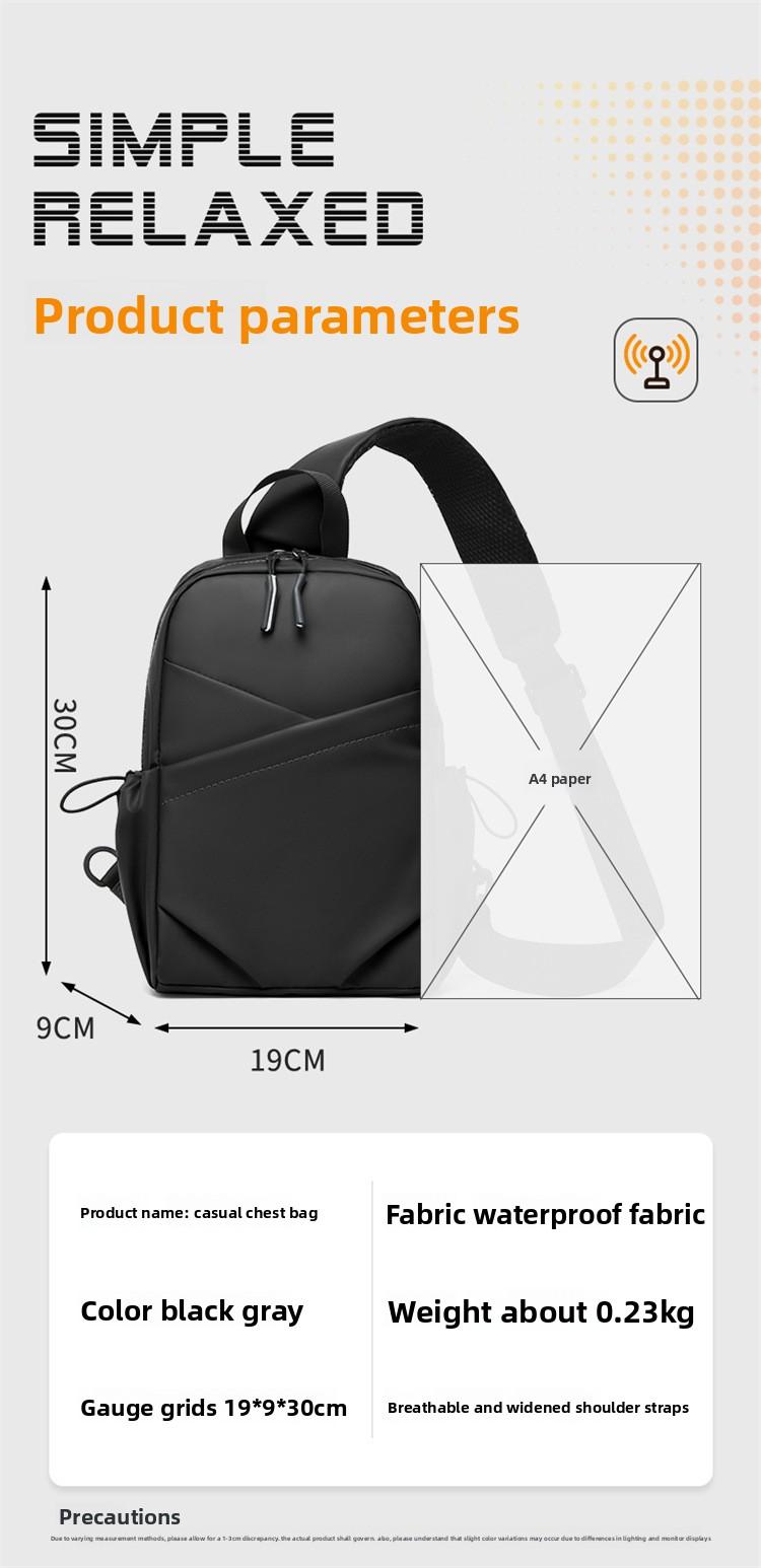 2026 trendy black leather shoulder bag, urban men's bag, suitable for short trips