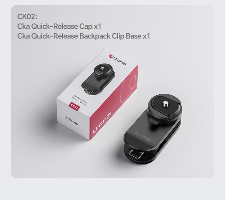 ULANZI CK02 Cka Quick Release Camera Backpack Mount Clip,CK01 Magnetic Mount Stand for DJI Osmo Pocket 4/3 Accessories, with Standard 1/4" Thread for Action Cameras Pocket 3 Expansion Adapter