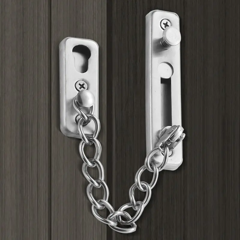 Thickened Stainless Steel Door Security Chain Lock, Screw-Mounted Drill-In Door Guard Latch, Anti-Theft Door Bolt Chain Lock for Hotel, Apartment & Home Door Privacy Security Hardware