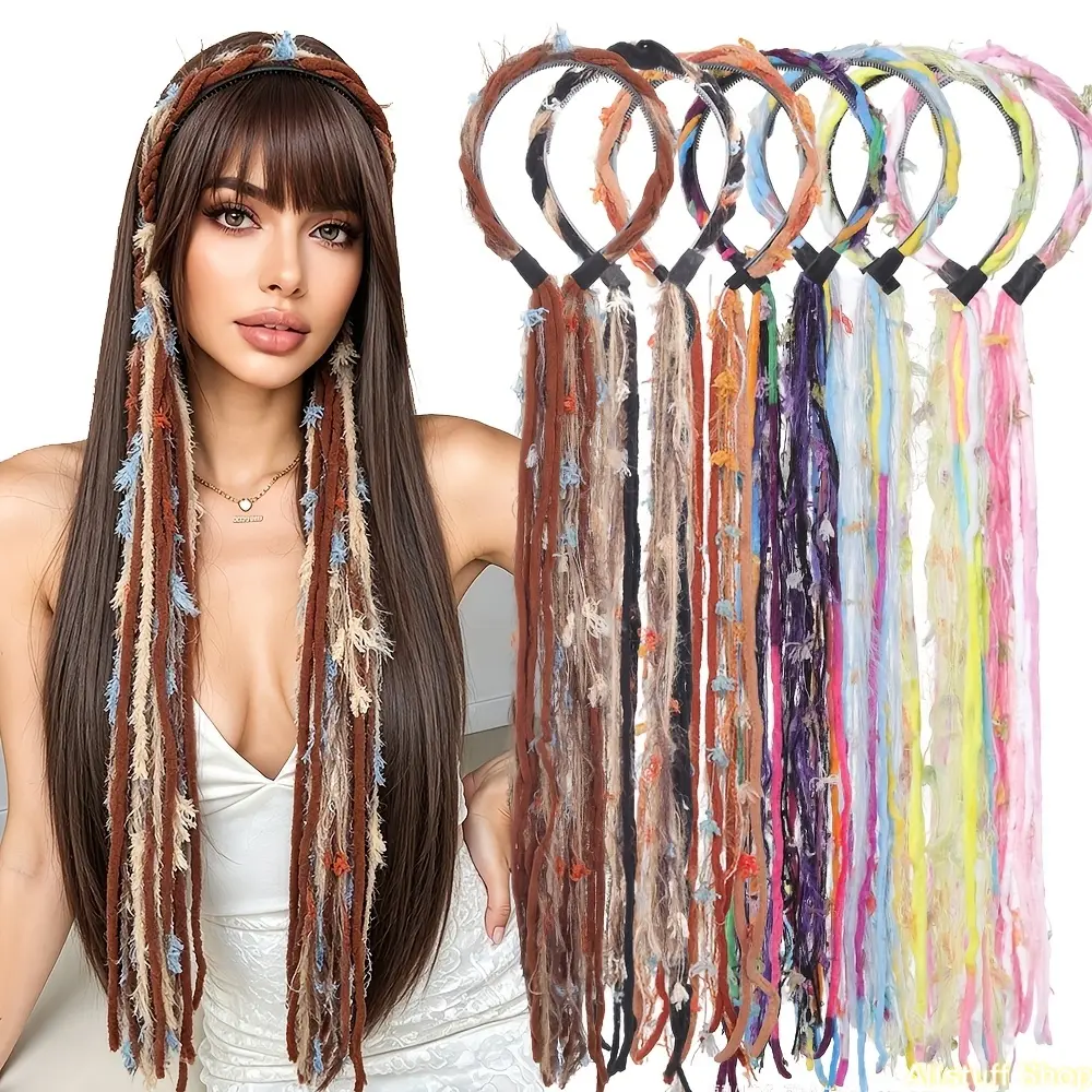 Boho Tibetan Unisex Hairband with Long Tassel Braids, Ethnic Ribbon Hoop - Multicolor for Straight Hair, Braids, Ponytails, Buns - Ethnic Look Accessory for Festivals, Daily Wear tiktokshopbacktoschool