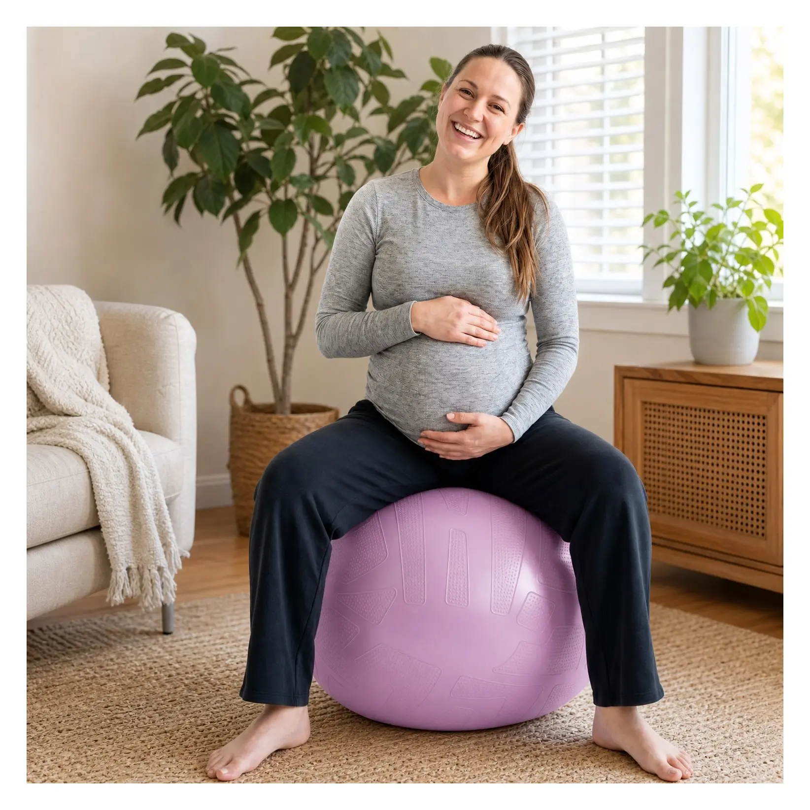 Pregnancy Ball for Daily Comfort & Labor Support with Exercise Guide IncludedGift