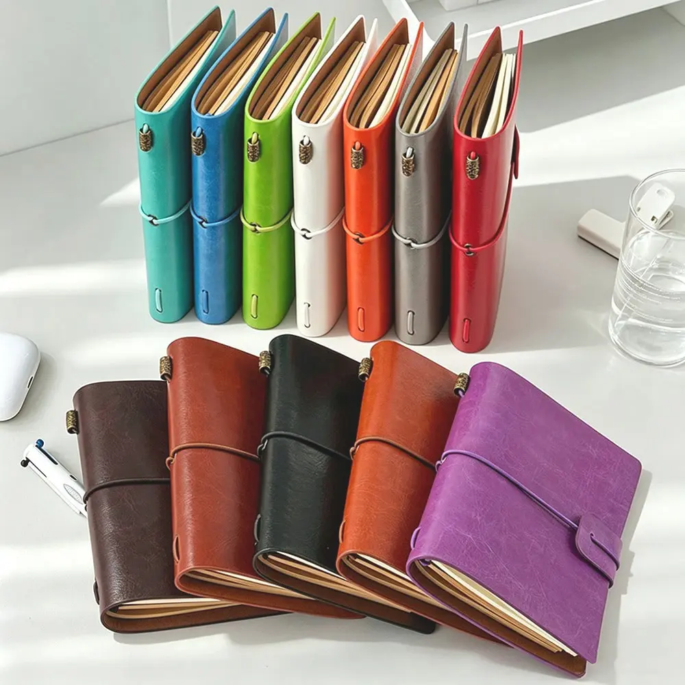 A7 Vintage Travel Notebook, Modern Durable Notebook, Retro Style Portable Journal, Multi-Use, Leather Paper Core, Lined Core, Hardcover, Office Supplies