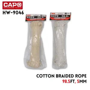 Natural Pure Cotton Rope, 5mm Woven Decorative String, 98.5ft (30m) Bundled Cotton Rope for Hardware & Decorative Use