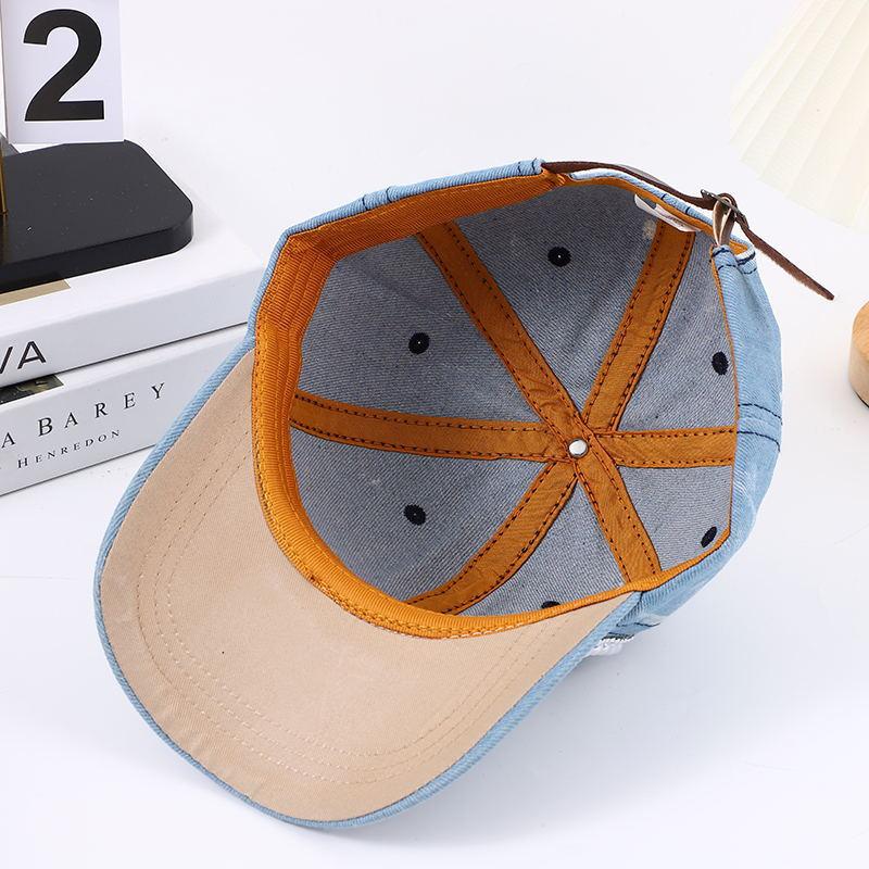 European and American handmade rhinestone-embellished sun protection hat, washed denim LOVE letter baseball cap for women, versatile sunshade from manufacturer