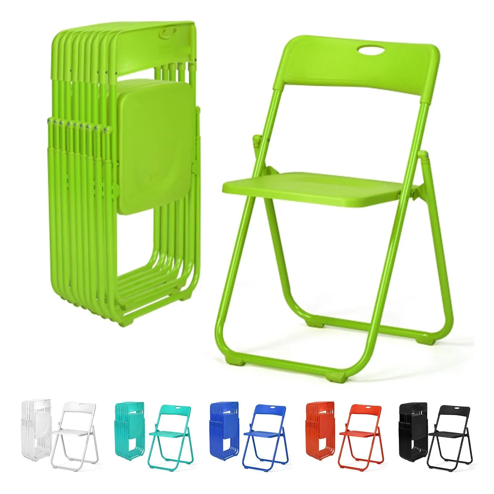 Outvita 4/6/10-Piece Folding Chairs 6 Colors Total, 300LBS, Lightweight Plastic + Reinforced Metal Frame | Easy to Fold for Parties, Weddings, Indoor/Outdoor