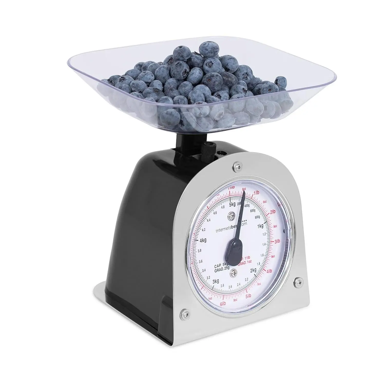 Mechanical Kitchen Food Weight Scale with Removable Bowl - Accurate 11 lbs (5 kg) Max Measurements - Ideal for Cooking Use, Baking