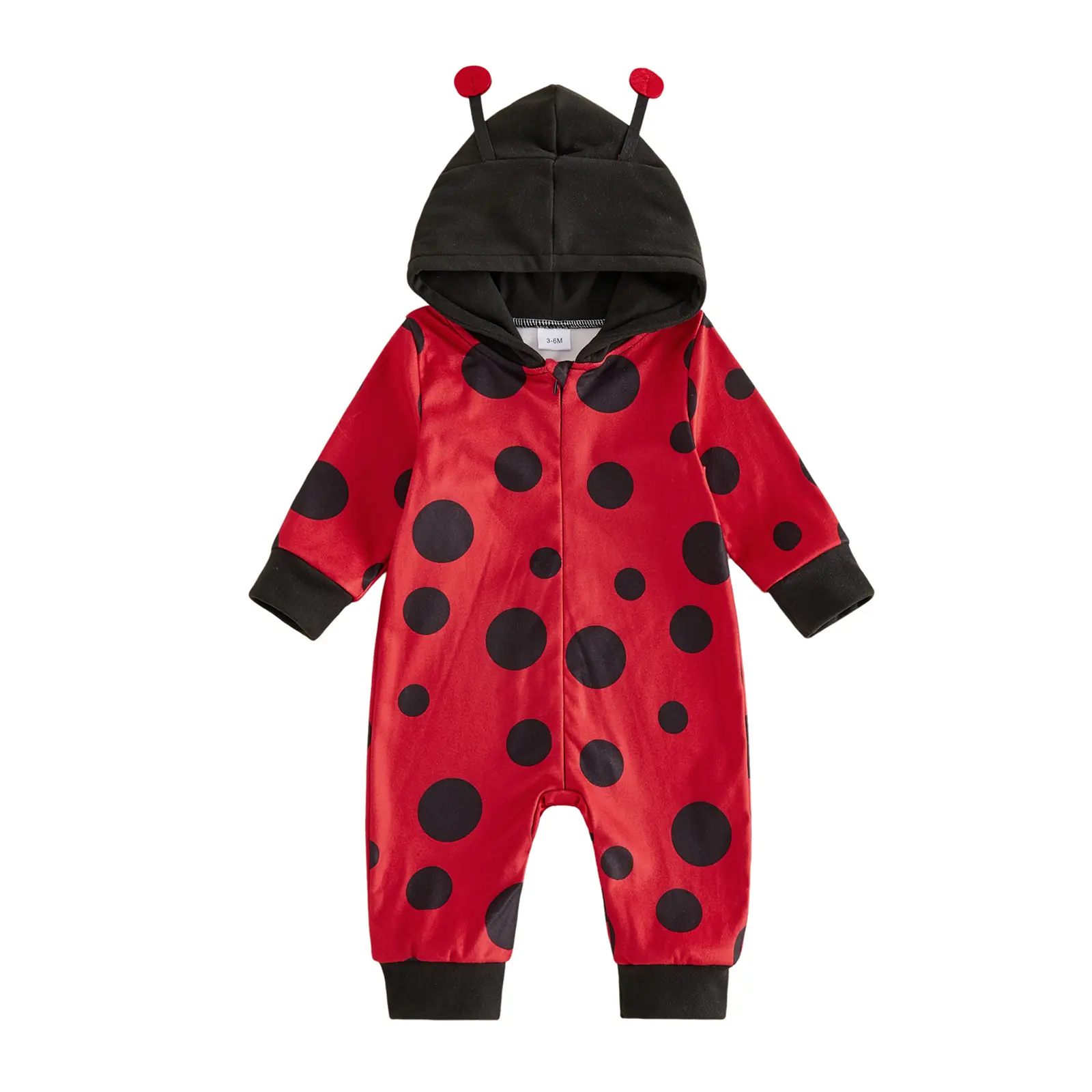 Infant Baby Boy Girl Ladybug Costume Romper Halloween Long Sleeve Hooded Jumpsuit Fall Winter 0-18 Months