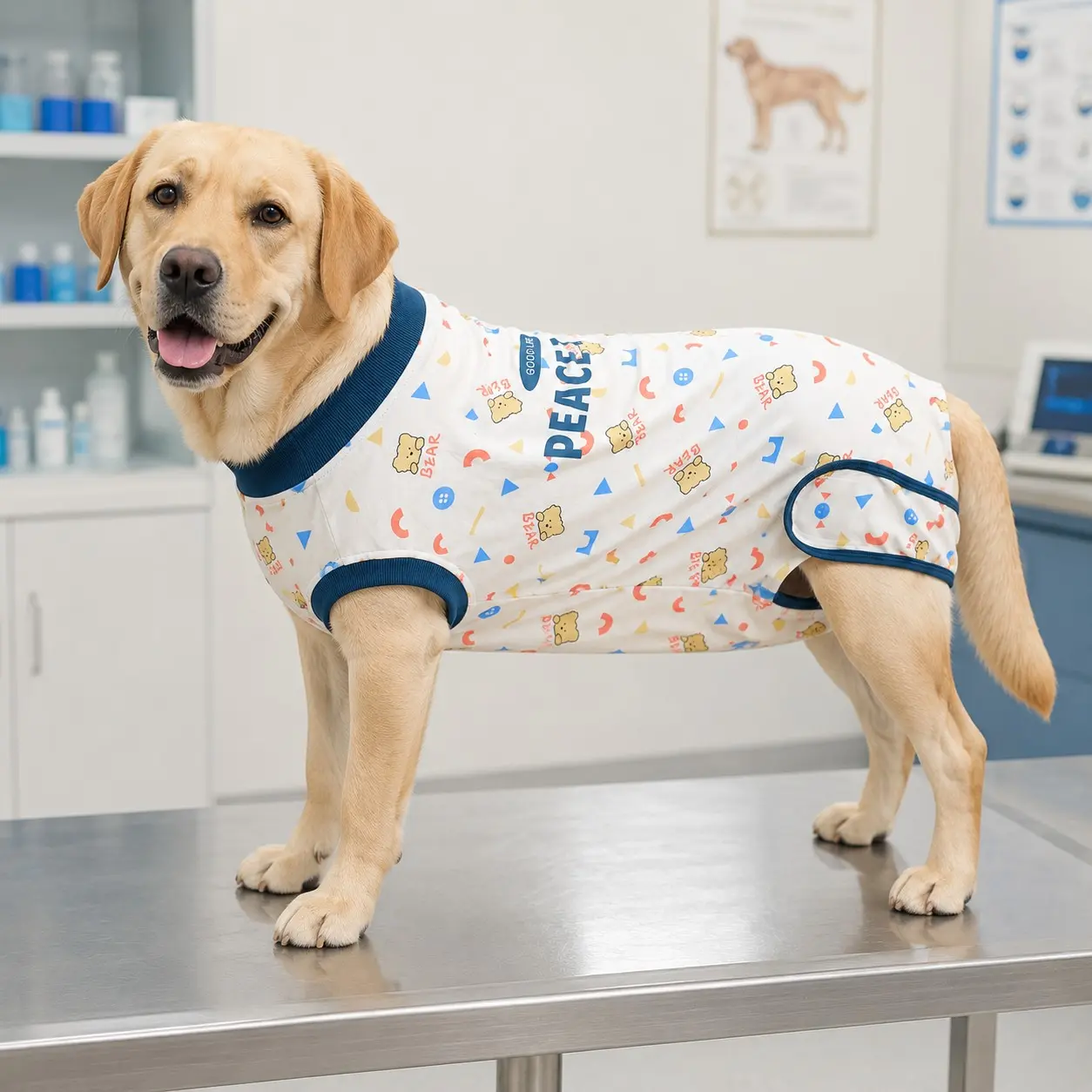 Koogal Post-Op Recovery Suit for Dogs, Sleeveless Neutering Onesie, Tail Magic Tape Design, Fits 2-110 Lbs Small to Large Dogs