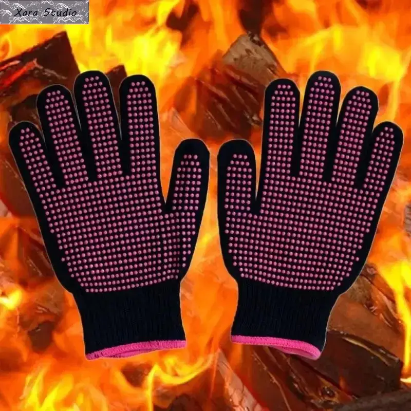 1 Pair Heat Resistant Oven Gloves - Cut Resistant, Non-Slip Silicone BBQ Gloves for Kitchen, Grill, Camping, and Cookware