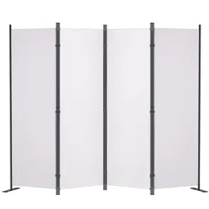 VEVOR Room Divider, 5.6 ft Room Dividers and Folding Privacy Screens (4-panel), Fabric Partition Room Dividers for Office, Bedroom, Dining Room, Study, Freestanding, White