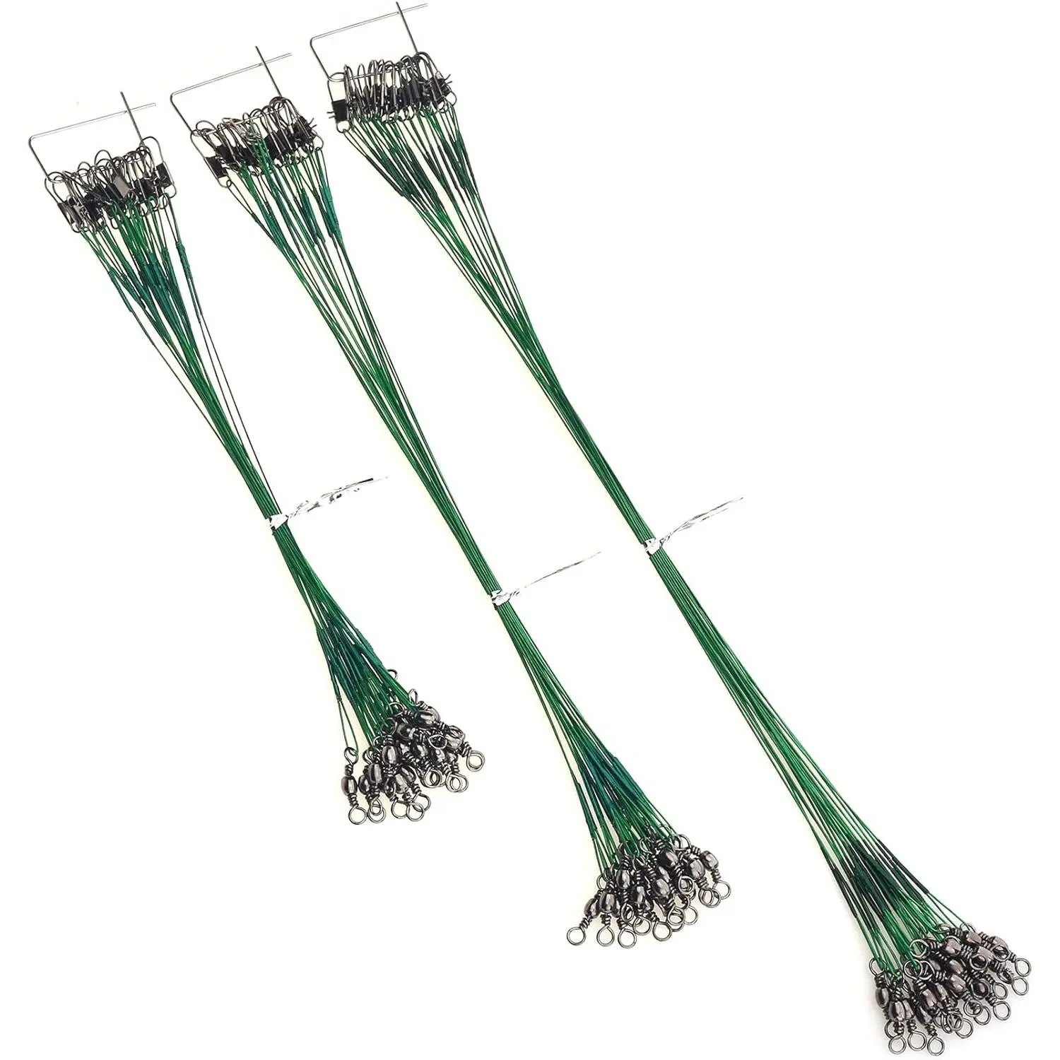 60PCS Fishing Leaders, Hi-Low Rig Fish Line Stainless Steel Wire Leader with Swivel Snap Assortment Fishing Gear Connect  Lures Bait Rig Hooks