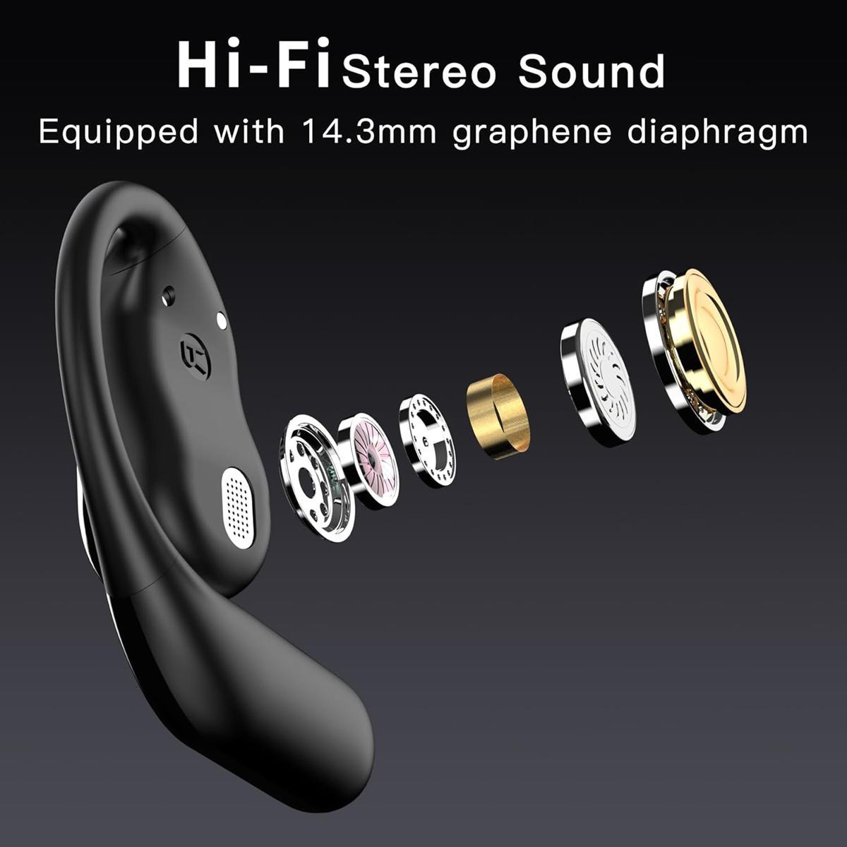 Wireless Earbuds 75hrs Bluetooth 5.4 Headphone Sport,2025 Bluetooth Earbuds Stereo Deep Bass Over Ear Bud with Earhooks,Bulit-in Noise Cancelling Microphone,IPX7 Waterproof Earphone for Workout/Running