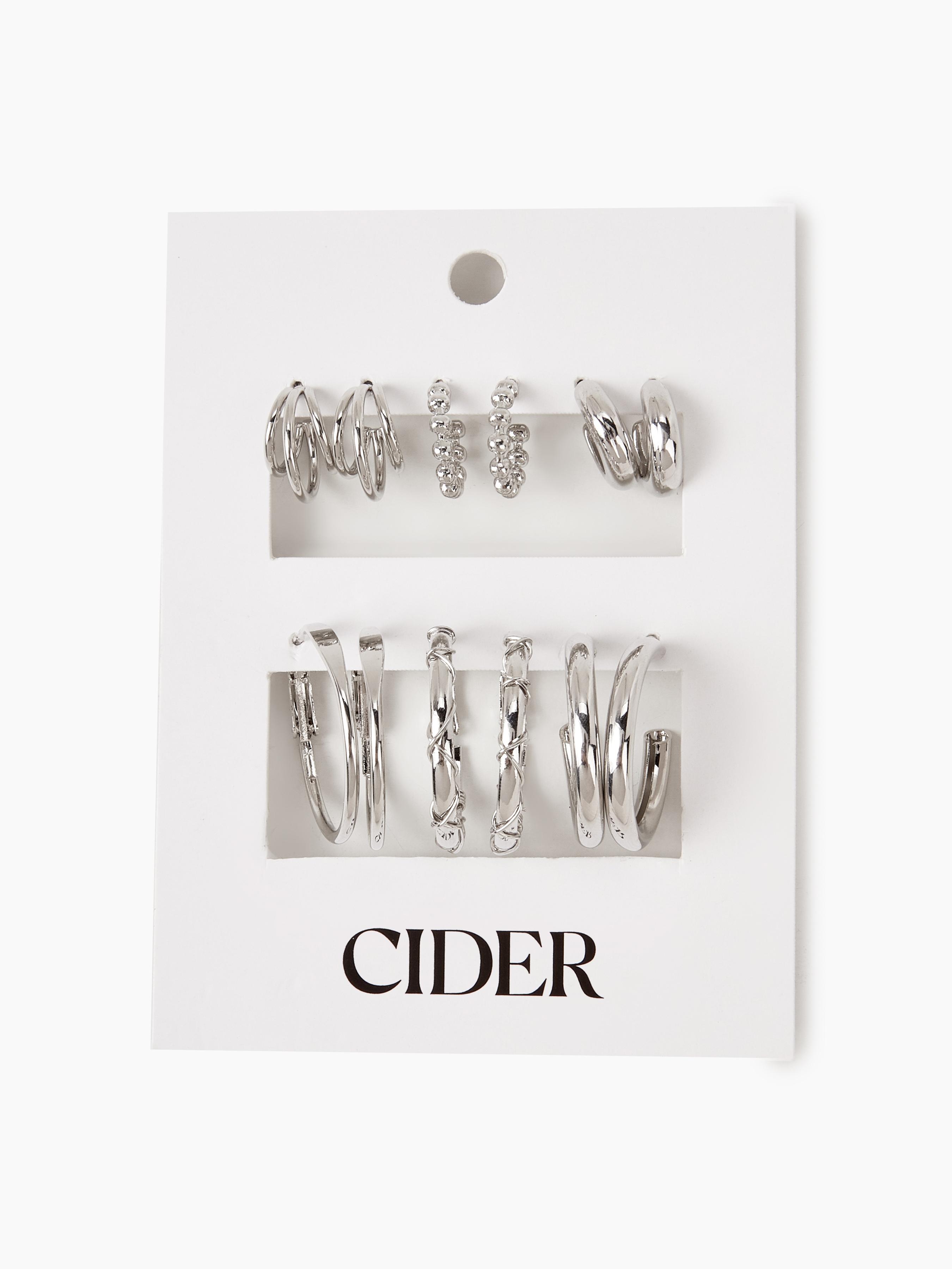 Cider [2 colors, One Size] 6pairs Geometric Hoop Earrings