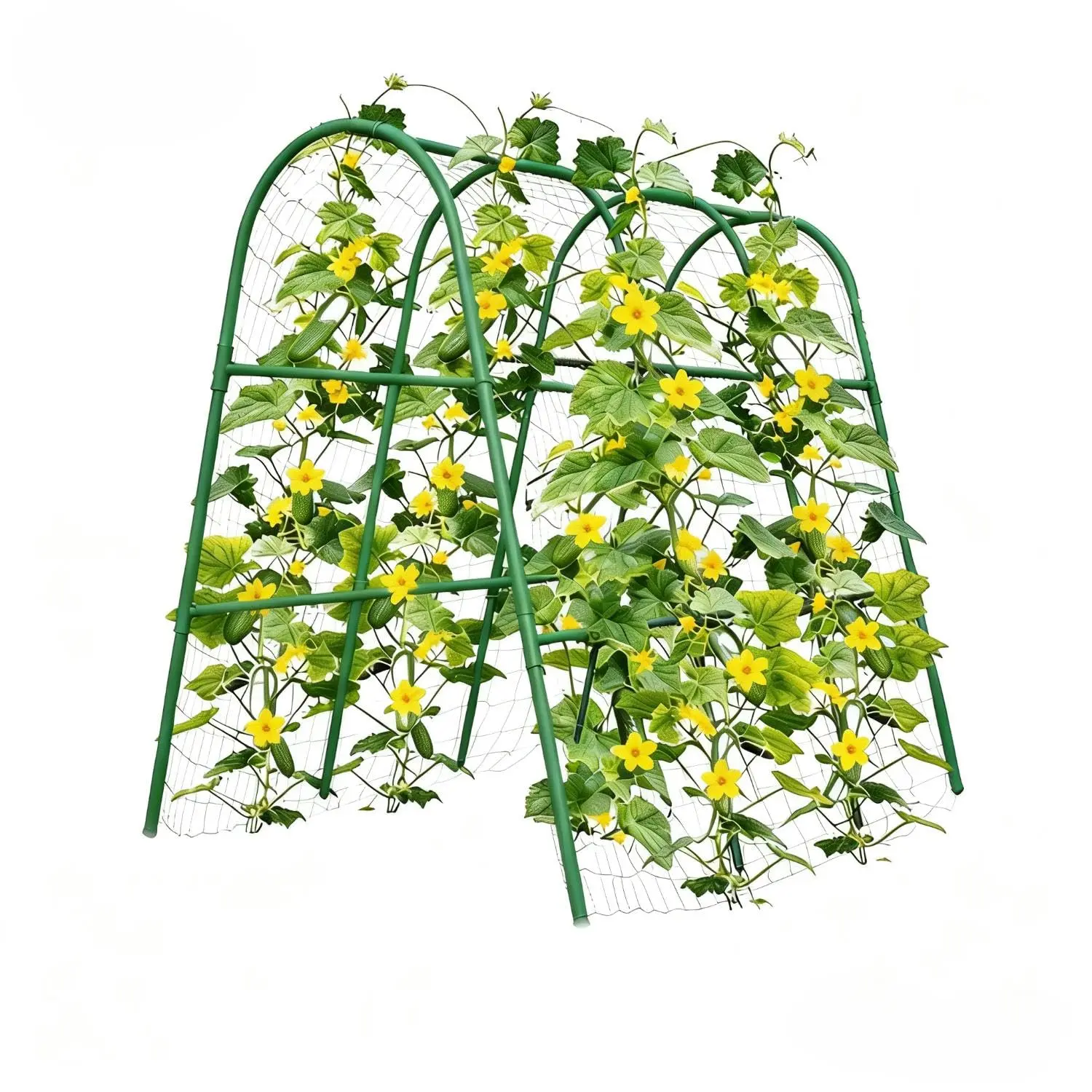Metal Garden Arch Trellis - Heavy-Duty Rust-Resistant Climbing Plant Stand Planter Trellis for Raised Beds, Climbing Vegetables, 4x4 Ft/4x5.3Ft