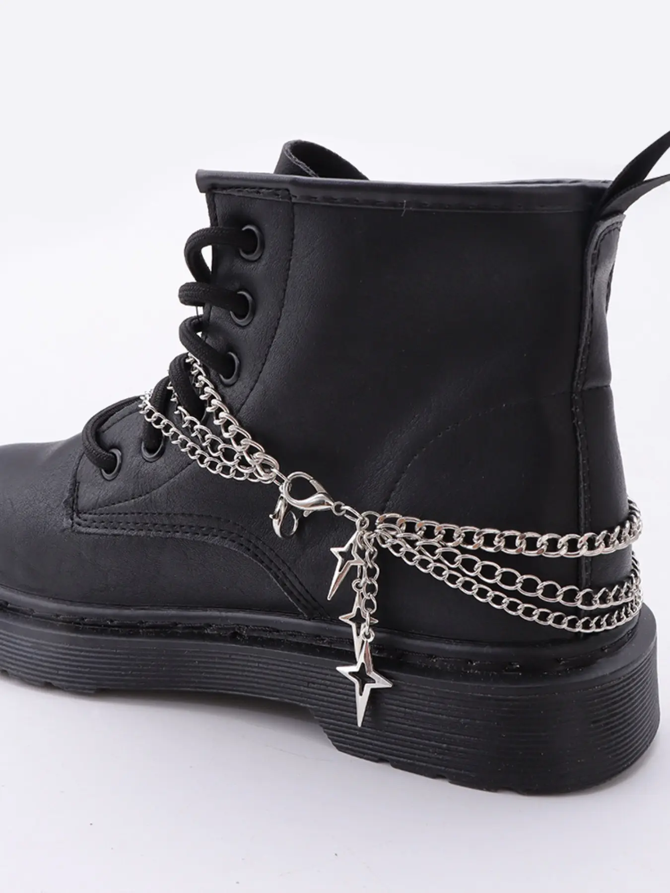 Fashionable Multi-Layer Hollow Cross Star Shoe Chain, Cool Punk Style, Versatile Boot Accessory, Trendy Footwear Decor, Shoe Decoration Charms, Bling Shoe Charms