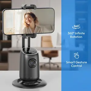 One click follow-up AI automatic tracking phone holder 360 ° panoramic rotation remote control+gesture dual-mode, no need to use app, open and use, long battery life, rechargeable tripod suitable for real-time streaming/short video/home recording