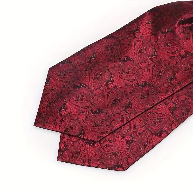 4-piece set of vintage gentleman's paisley bow ties - British elegance |       Double-sided long neck scarf, suitable for office, weddings, and business casual wear - burgundy floral pattern