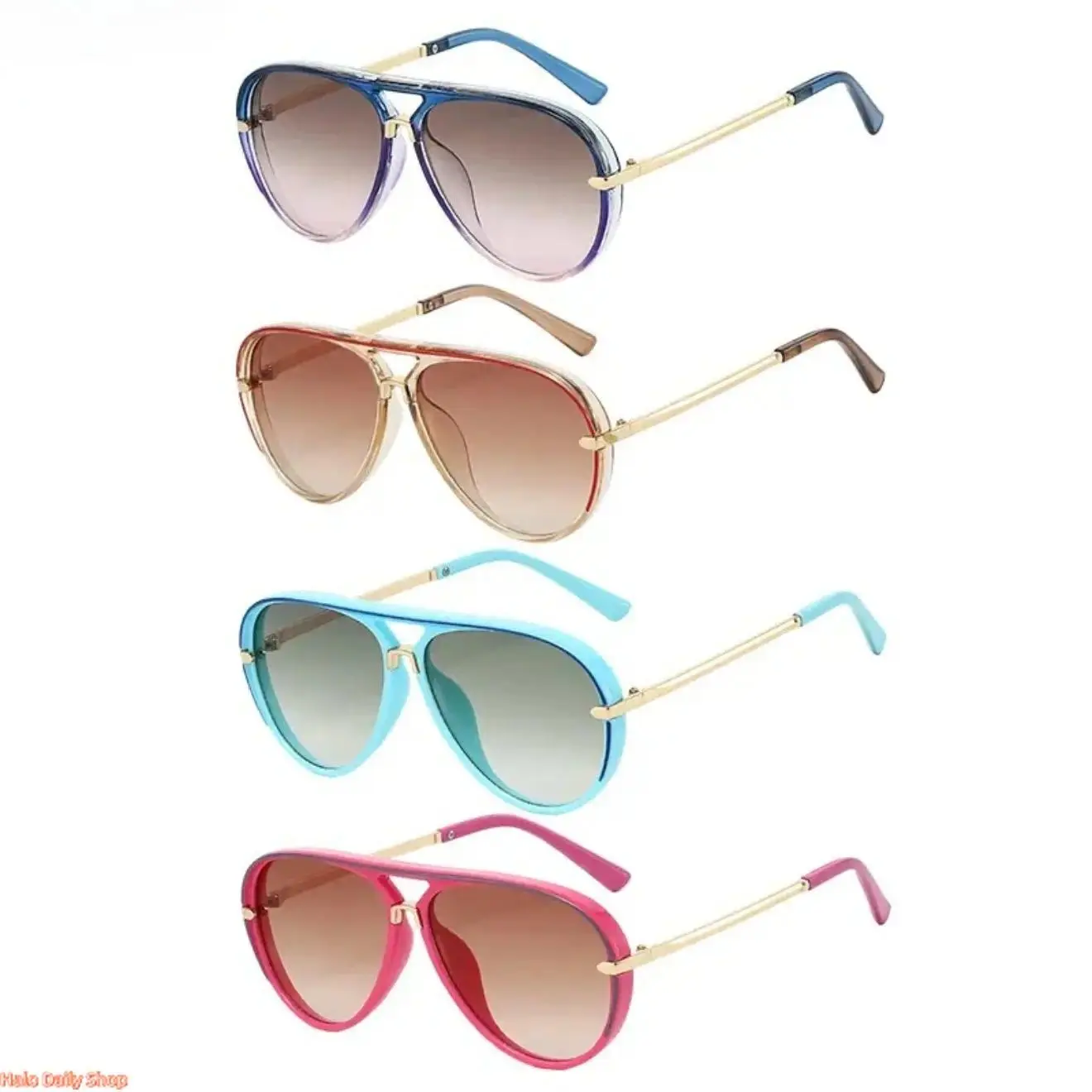 Unisex 4-Pack Retro Aviator Sunglasses with Classic Metal Hinges, Gradient Lenses, UV400 UV Protection, Lightweight Driving Shades
