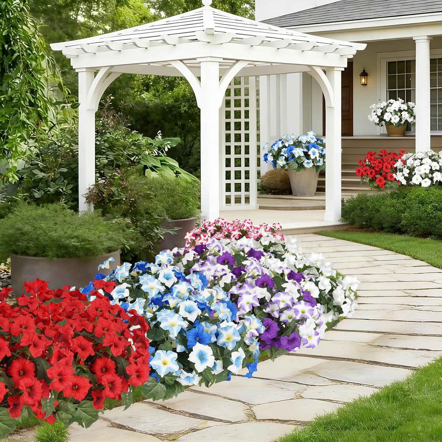 Artificial Fake Flowers Plants for Outdoor Decoration,2PCS Faux Decorative Flower for Home Garden, Porch, Window Box & Yard,Spring/Summer Artificial Flower Plant for Seasonal Celebrations