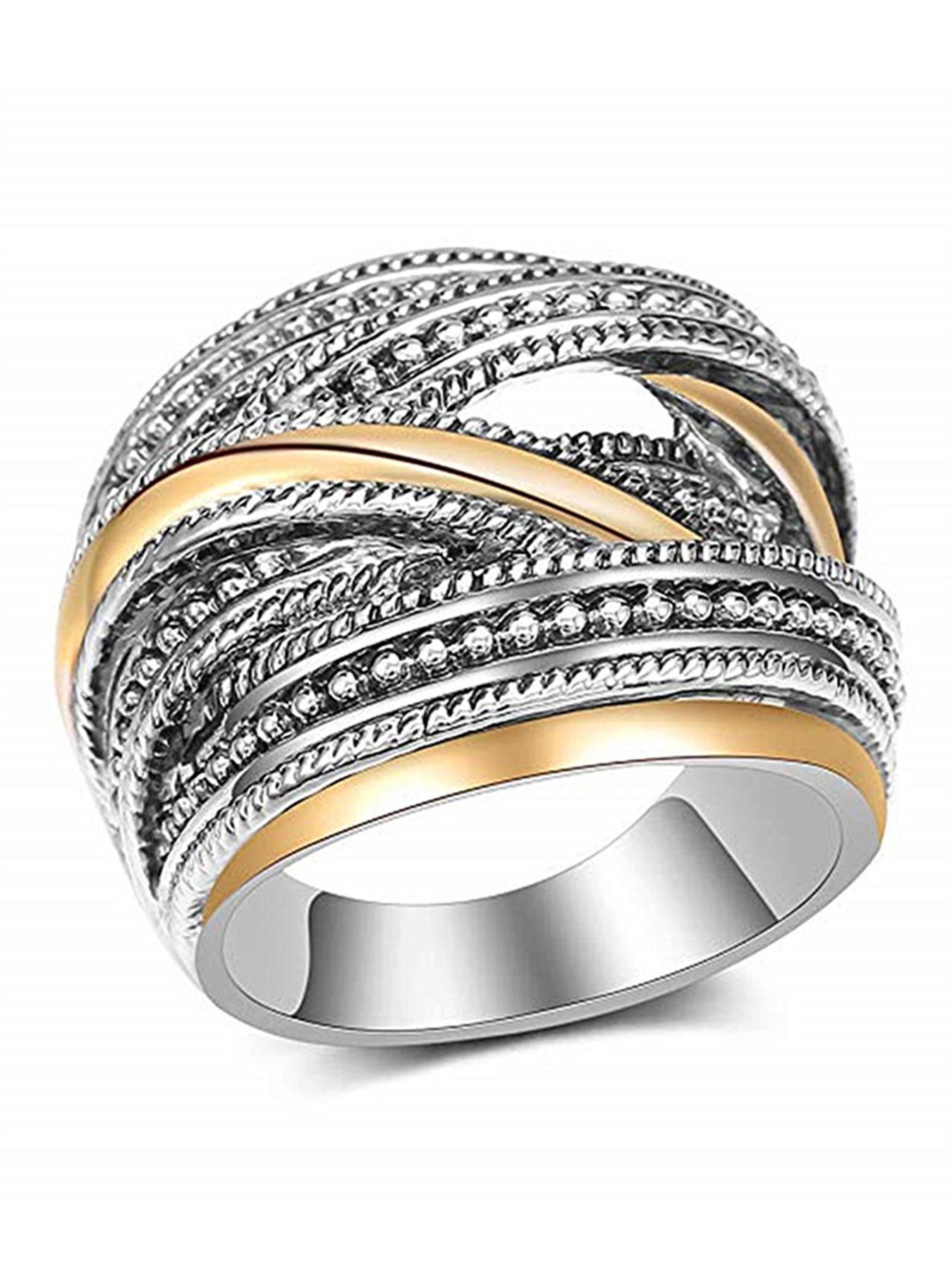 Fashion Criss Cross Design Ring, Rings for Women, Textured Metal Decor Ring for Women, Wedding Engagement Bridal Jewelry Gift, Stackable Rings, Statement Rings, Unique Rings