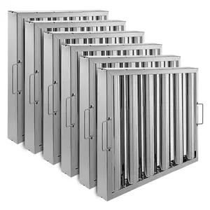 6PCS 19.5" x 24.5" Hood Filters, 430 Stainless Steel 6-Groove Baffle Grease Filters for Restaurant Exhaust Systems, Kitchen Commercial Exhaust Hoods, Easy to Clean