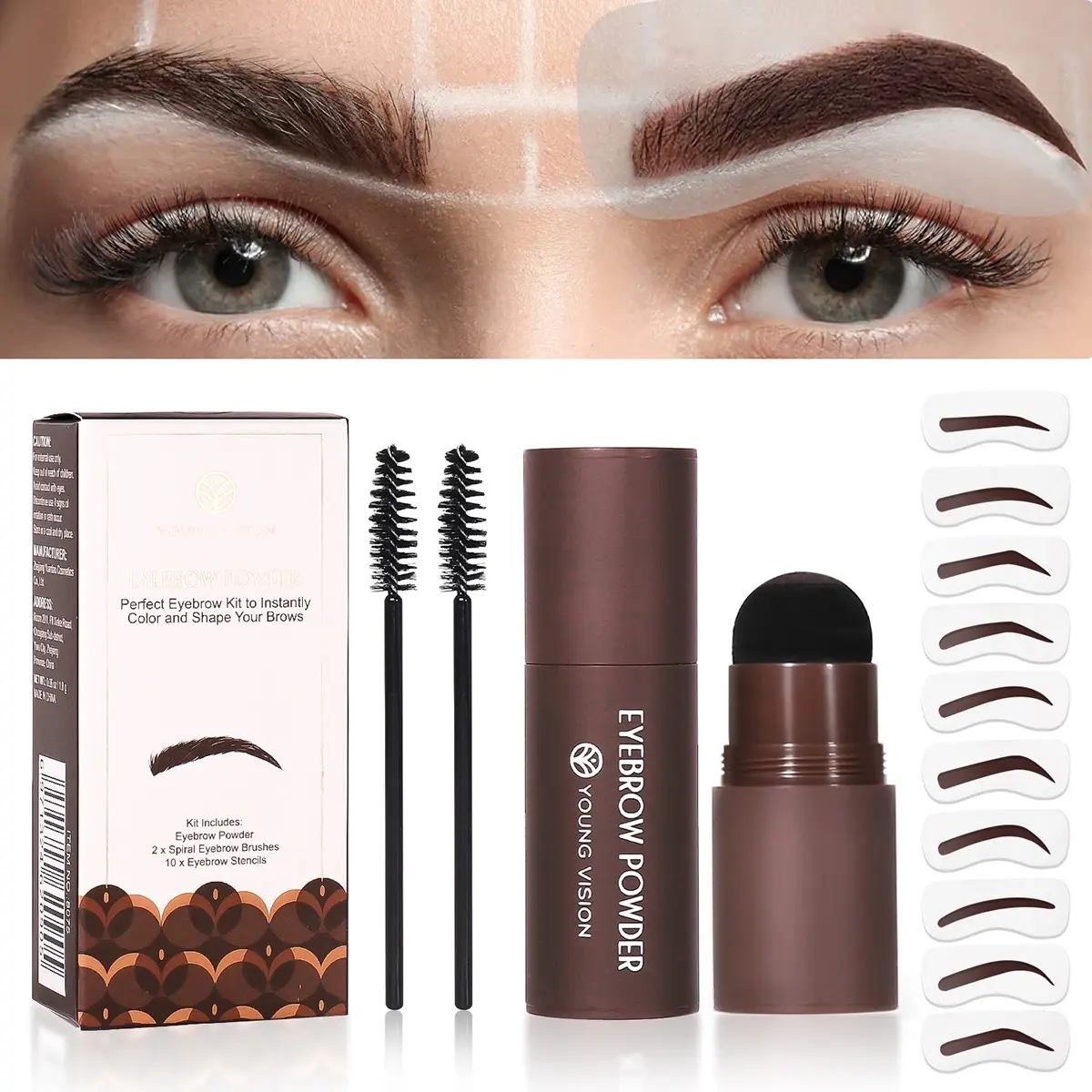 YOUNG VISION Multi-Functional Eyebrow Powder Set, Easy-To-Use Brow Makeup Kit, Natural Finish, Eyebrow Shape, Ideal for Daily Commute, Eyebrow Define Powder, Powder Brows, Everyday Brow Set