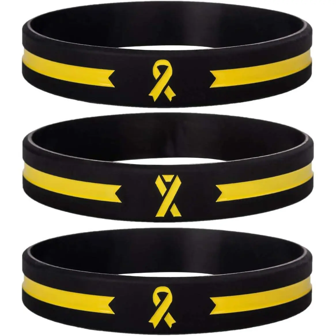 Yellow Awareness Ribbon  Bracelets, Mental  Awareness Bracelet, Yellow Ribbon Wristbands Unisex for Men Women