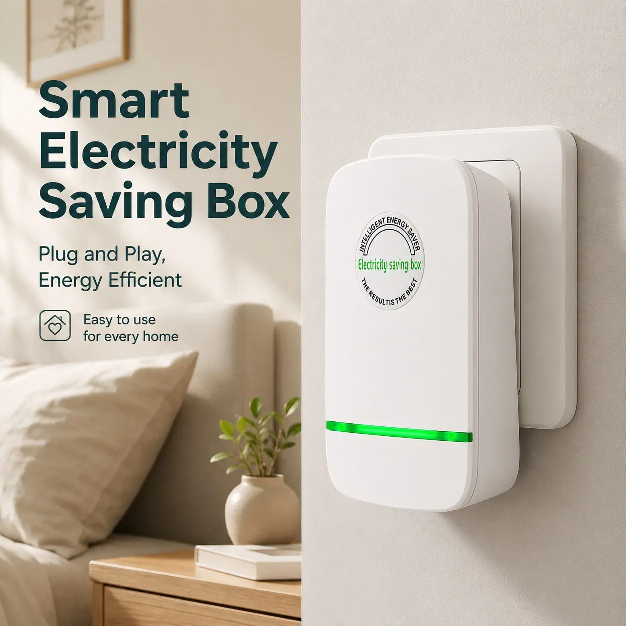 Smart Home Energy Savings Box - 90V-250V Efficient Capacitor Power Factor Optimizer, ABS Flame-Retardant Fire-Proof Electricity Bill Saver, No-Installation Universal Electronics Accessory for Home & Office