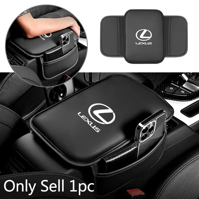 Leather Car Arm Rest Cushion Storage Pad Armrest Box Protective Cover Center Console Cushion Car Organizers For Lexus RX330 IS250 Ct200h ES300h RX350 IS300h NX300h RX400h RX450h UX250h