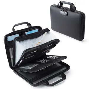 Fireproof Document Box with Lock, Waterproof Fire Safe Hard Case File Box - 13-Pocket Accordion File Organizer, Fireproof Safe for Important Documents, Laptop, Passports, Cash - Home & Travel Safe