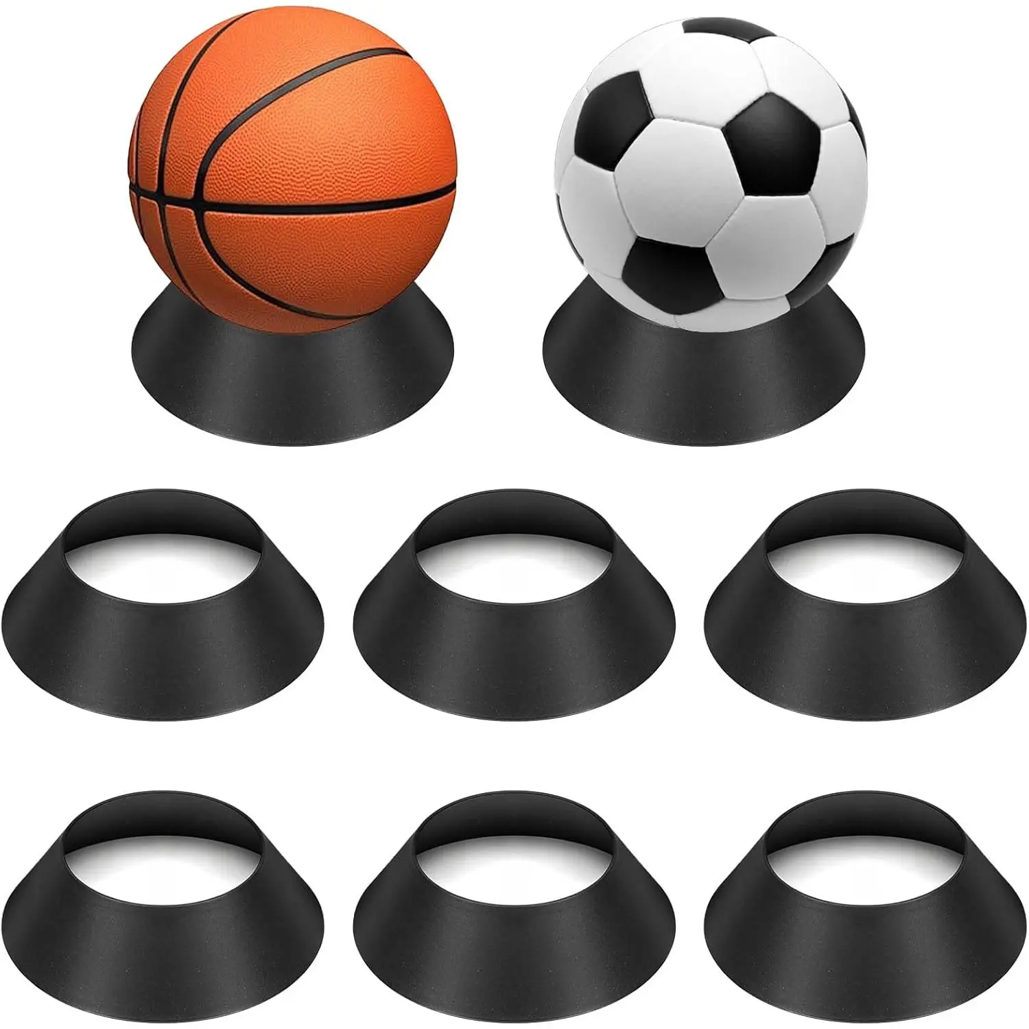 6 count Ball Display Stand - Durable Memorabilia  Ball Stand Holder for Basketball, pedestal, Soccer, Football, Volleyball Storage Rack