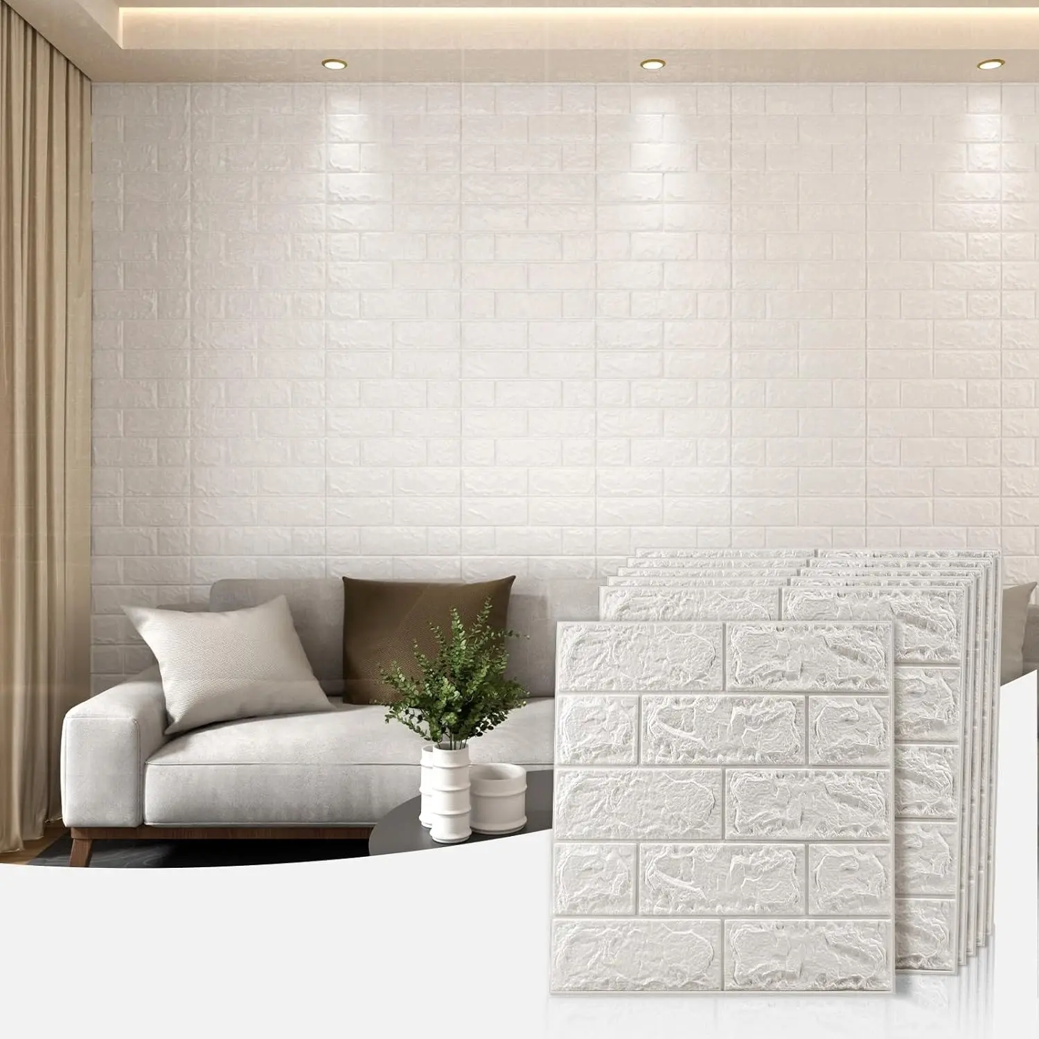 100pcs Self-Adhesive Wallpapers, Wall Decoration Foam Brick Wallpaper, Self-Adhesive 3D Brick Texture Wall Stickers, Textured Peel And Stick Wallpaper, Home Decorative Wallpapers, Thickened Waterproof Anti-Collision
