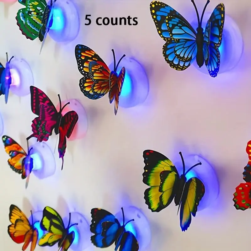 Random Color 3D Butterfly Lamp, 5/10/20/40 Counts Cute Simulation Butterfly LED Lights, Romantic Wall Decoration For Home Room Layout Table Wall Decor For New Year Gifts