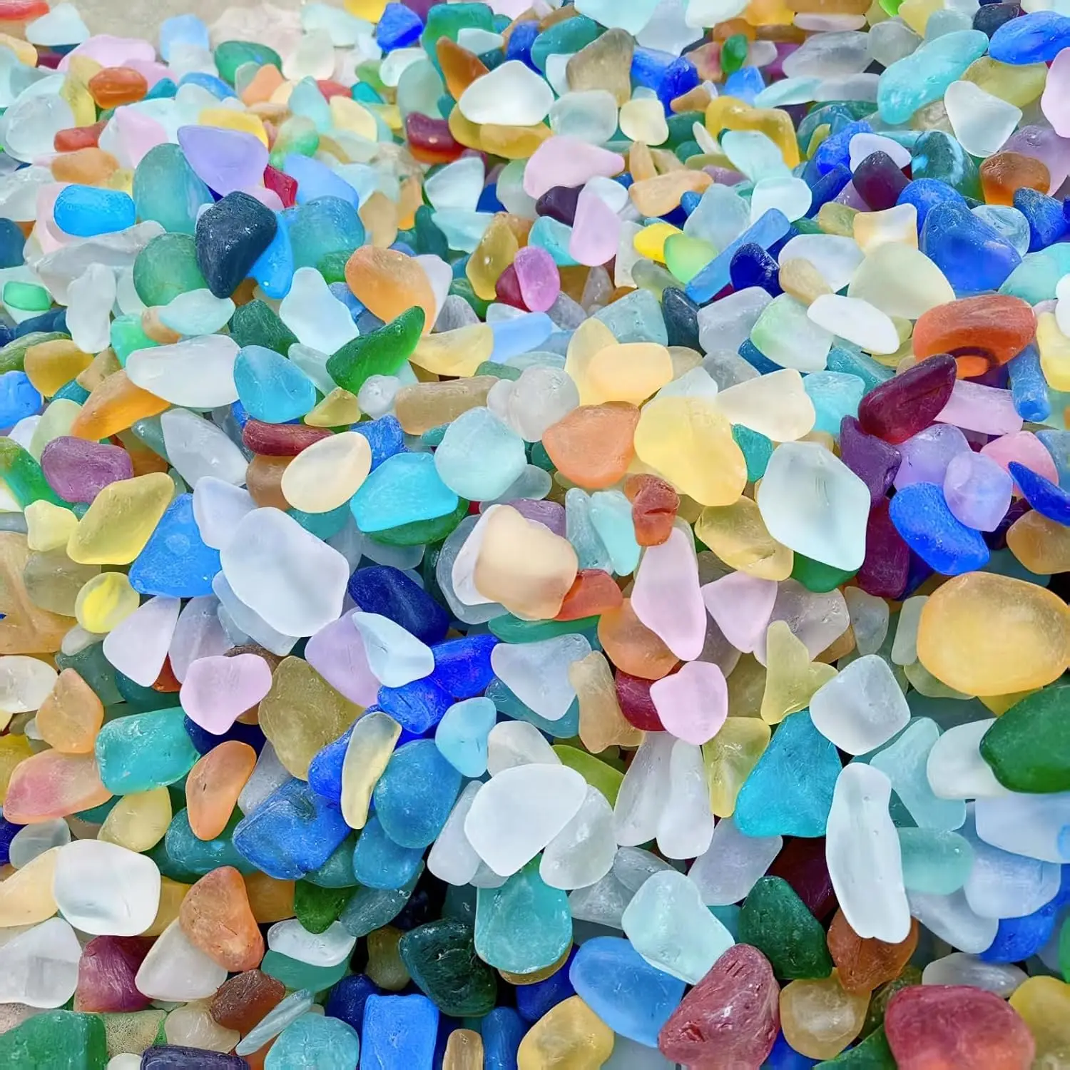 1 Kg Sea Glass Stones, Colorful Frosted Glass Pebbles 0.79-1.57 in, Aquarium Rocks for Vase Fillers, Home Decor, DIY Crafts, Beach Themed Party Decoration
