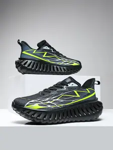 Men's Sporty Striped Sneakers, Running Sports Shoes, PU Leather Upper, Modal Sole, Anti-Slip Shock Absorption, Outdoor Fitness Running Shoes, Sizes 39-46