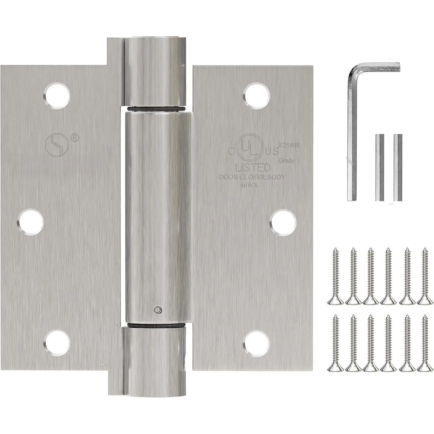 3 Pack Self Closing Door Hinges 3.5 inch Satin Nickel Door Hinges Spring  Auto Close Hinges Square Corners Adjustable Tension for Interior Door 3 1/2 Auto Self-Closing Hinge