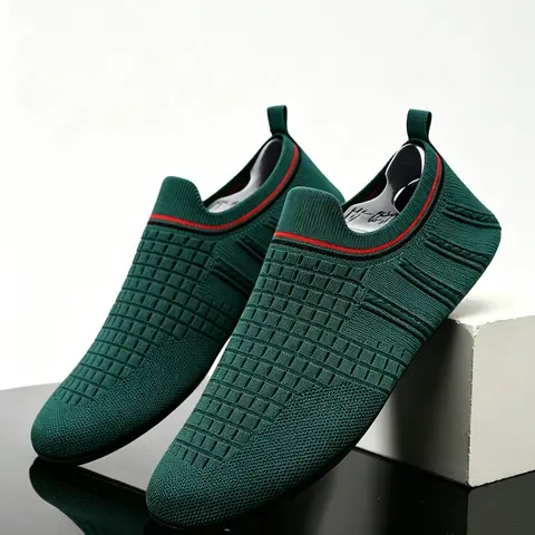 Size，Runs Small Men's Breathable Mesh Slip-On Sneakers, Ultra-Thin Soft Sole, Lightweight Anti-Slip Indoor Casual Sports Shoes, All Seasons