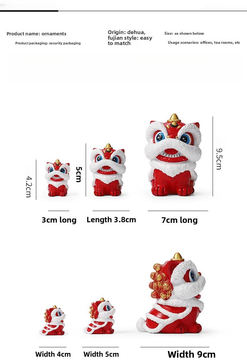 Oriental Red Festive Lion Dance Figurine, Premium Minimalist Desktop Decor, Craft Art, Creative Gift, Birthday Present, Souvenir, Personal Collectible Figurine