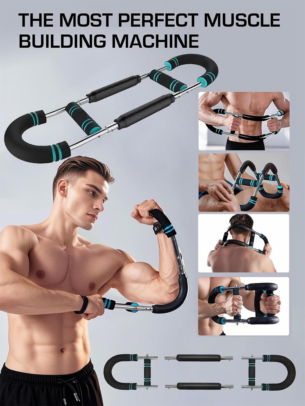 Detachable 2-Spring Twister Arm Trainer Black Edition, Portable Chest Clip Trainer with Elastic Spring, Upper Body Muscle Builder, 2026 New Pro 60-100lb Adjustable Power Twister Bar