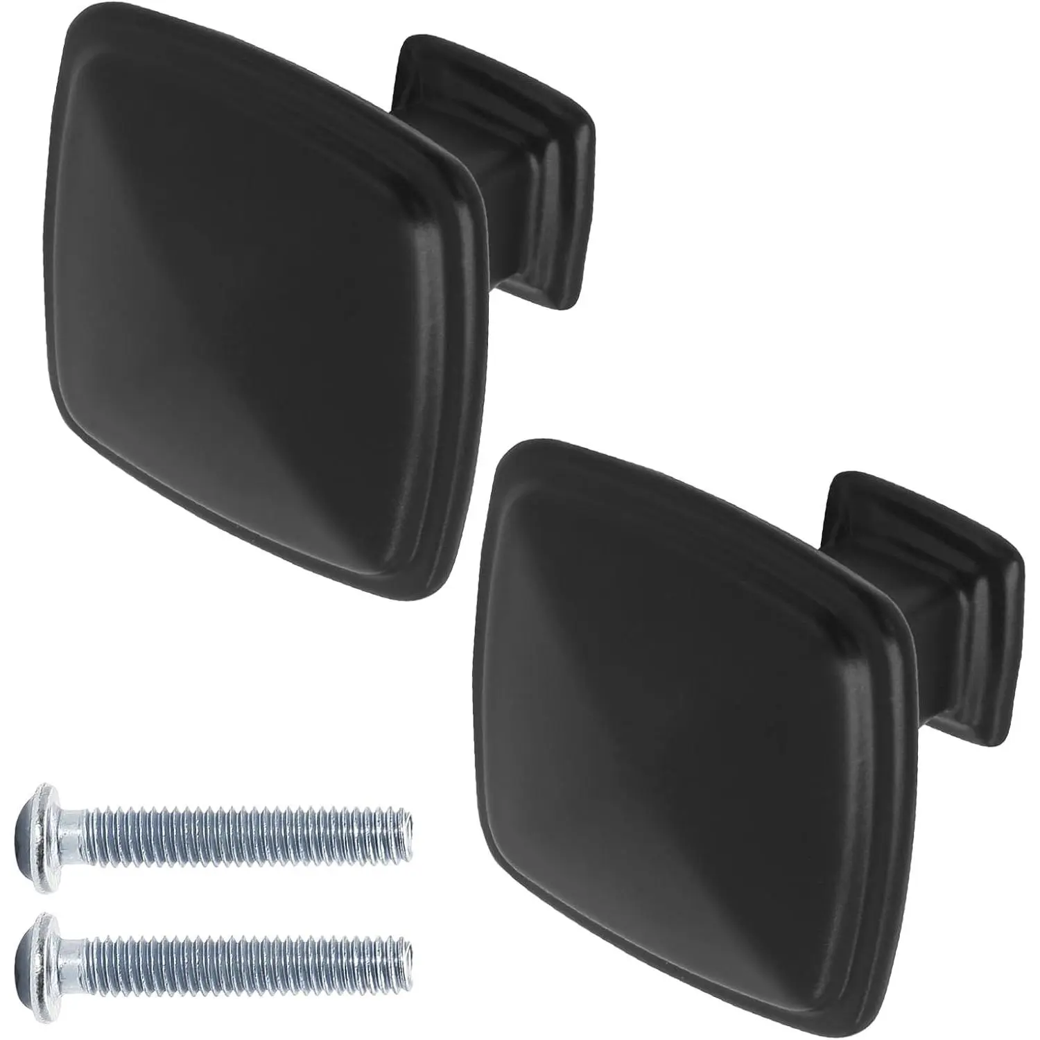 5-Pack Matte Black Square Heavy-Duty Metal Cabinet Pulls - Single Hole, Easy Cleaning Hardware for Cabinets/Drawers, Bathroom, Kitchen & Dresser Doors, Square Shape