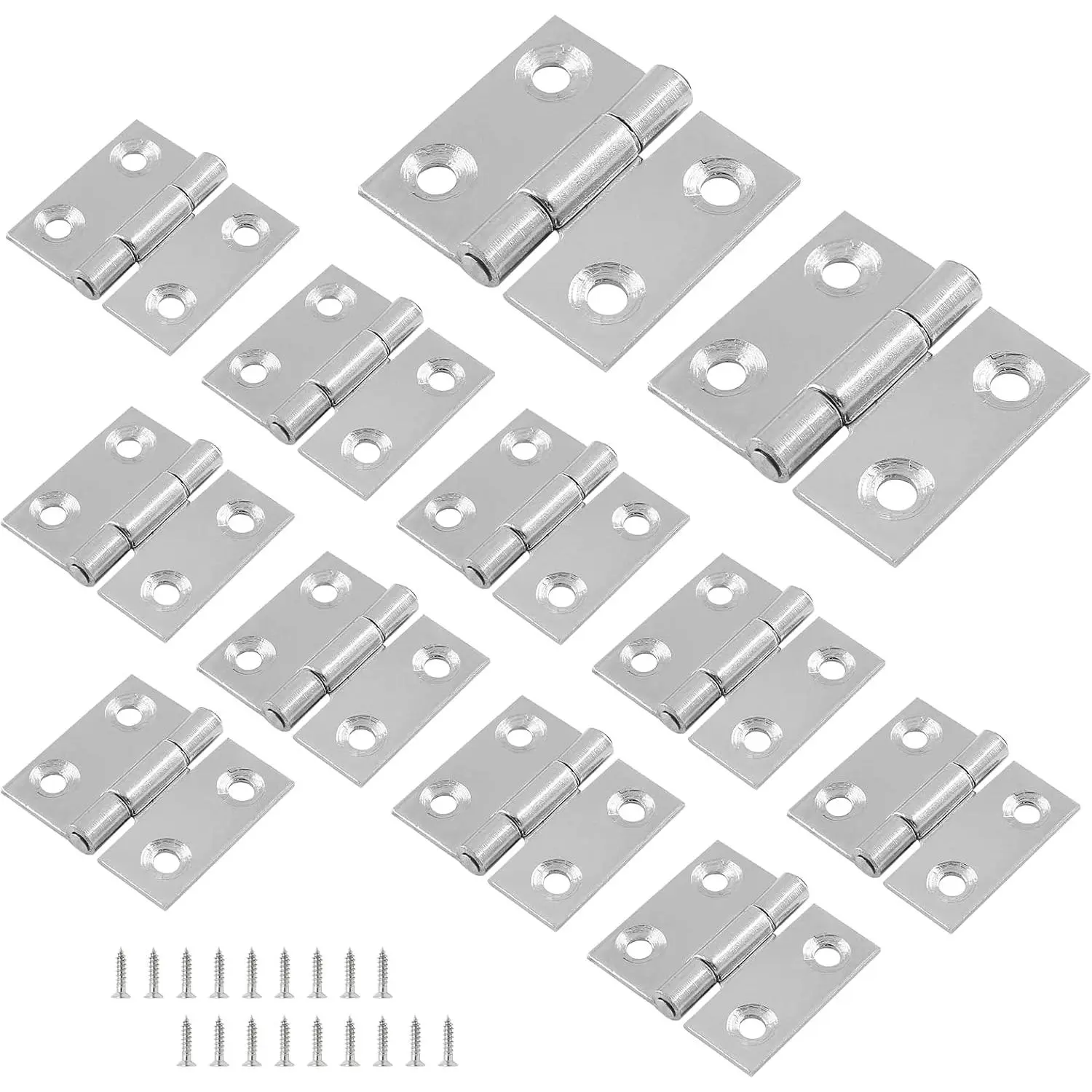 12 count 1 Inch  Hinges, Stainless Steel Cabinet Hinges | Small Door Hinges, Window Hinge, For , Wooden, Chest Box, Chrome