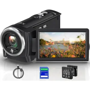 2.7K Video Camera QHD 50MP Camcorder 16X Digital Zoom YouTube Vlogging Camera 270  Rotation Screen Camcorders Webcam with 32G SD Card and 2