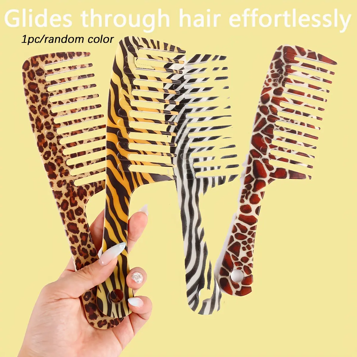 Leopard Print Hair Comb, Simple Design Wide Tooth Brush, Korean Retro Fashion, Portable Hairbrush for Men and Women, Home Use, Effortlessly