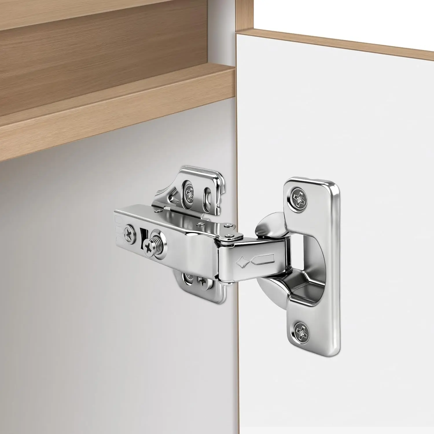 2Pack Full Overlay Soft Close Cabinet Hinges-35mm Concealed Hydraulic Slow Close Hinges 105° 3-Way Adjustable (±2.5mm) for  Frame/Frameless Kitchen Cabinet, Wardrobe(6 Screws per Hinge)