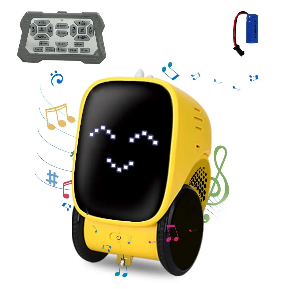 Programmable Remote Control Robot Toy, LED Eyes, Music, Storytelling, Educational Gift for Kids 3-12 Years, Rechargeable Battery Included, Movable Robot