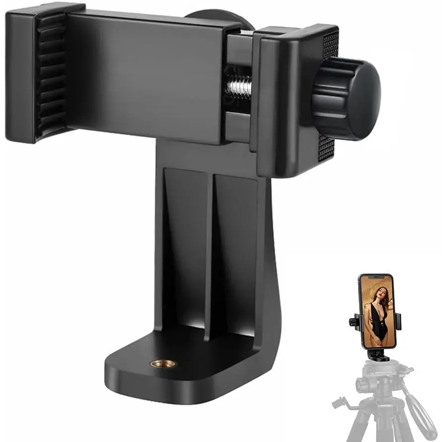 Mobile Phone Tripod Mount Adapter - Cellphone Accessory with 1/4" Standard Screw, Rotatable Vertical-Horizontal, Fits All Smartphones, Compatible with Selfie Sticks, Monopods, Accessories, Landscape