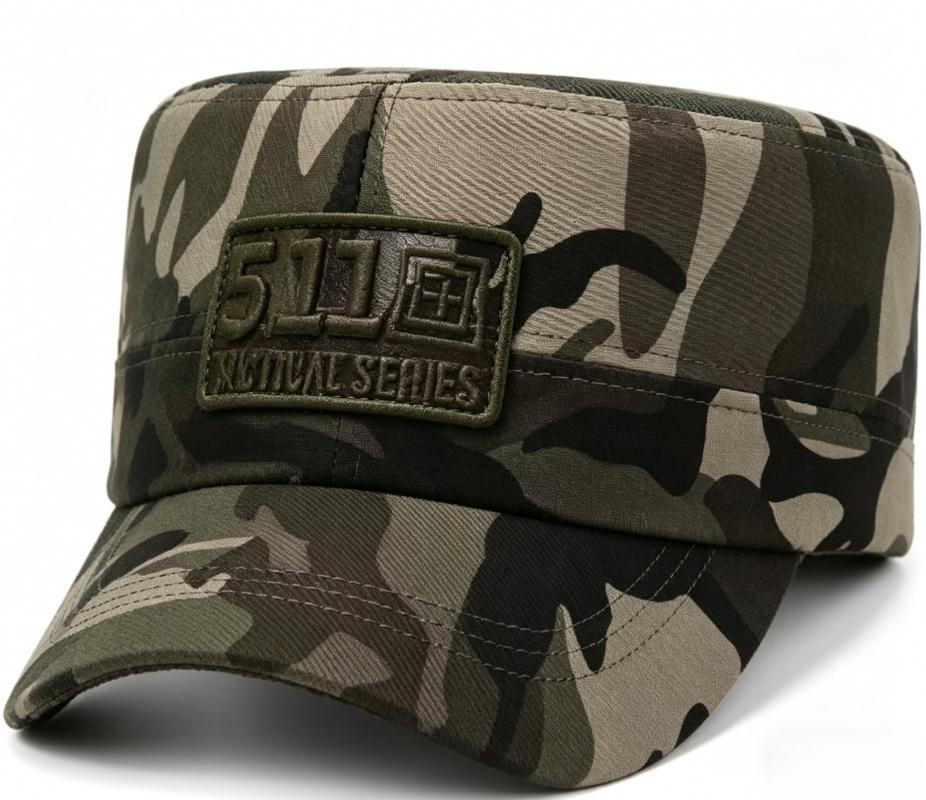 2026 camouflage military team victory cap for middle-aged men, sun-shading and windproof, casual short flat brim dad cap, spring and autumn hat black adjustable unisex hat cordless headphone elastic design