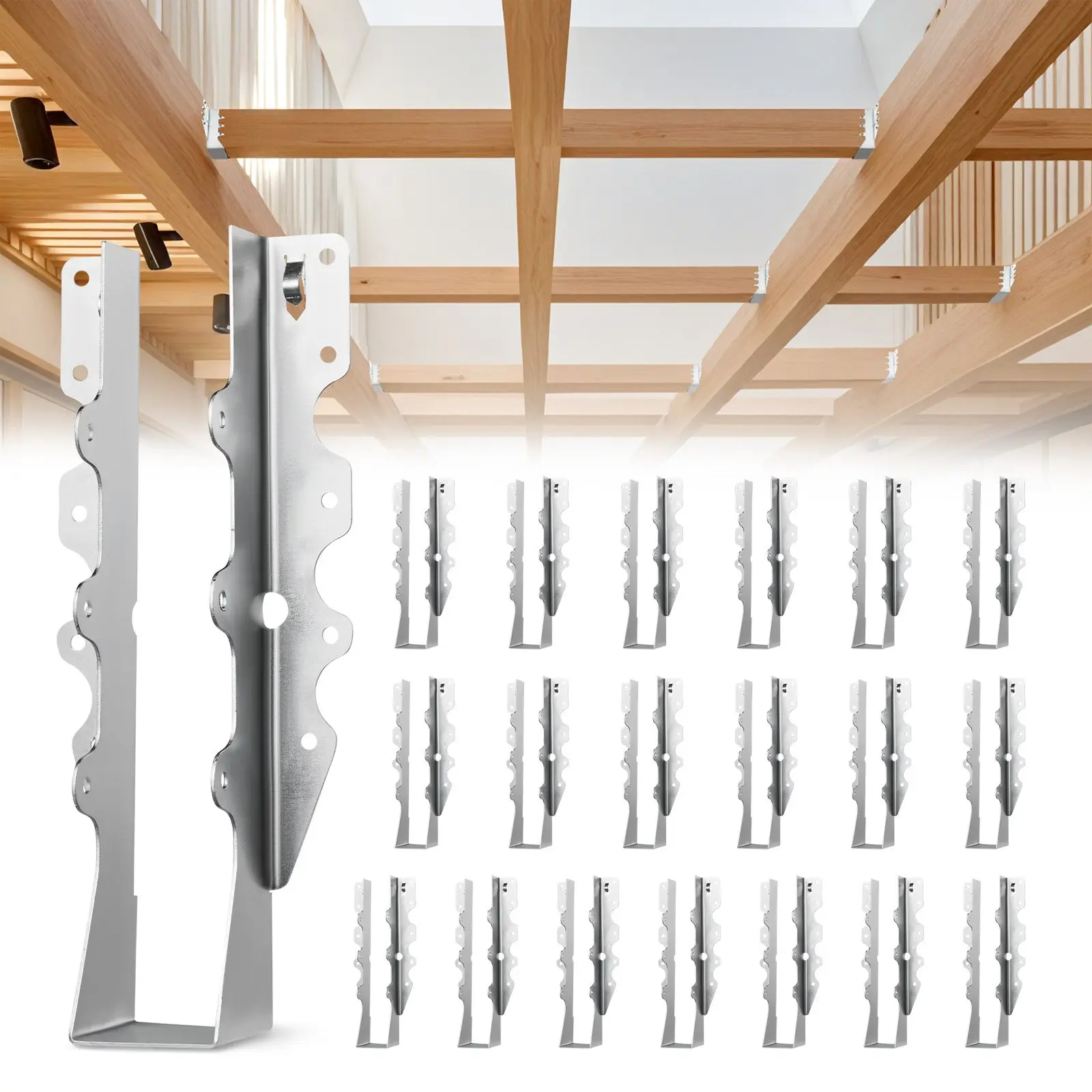 VEVOR 50 Pcs Joist Hanger Truss Ties, 1.57x1.50x7.83 in (40x38x199 mm) Inner Dimensions, Rustproof Coat Durable Brackets for Floor Deck, Ceiling Mount Ceiling Trusses