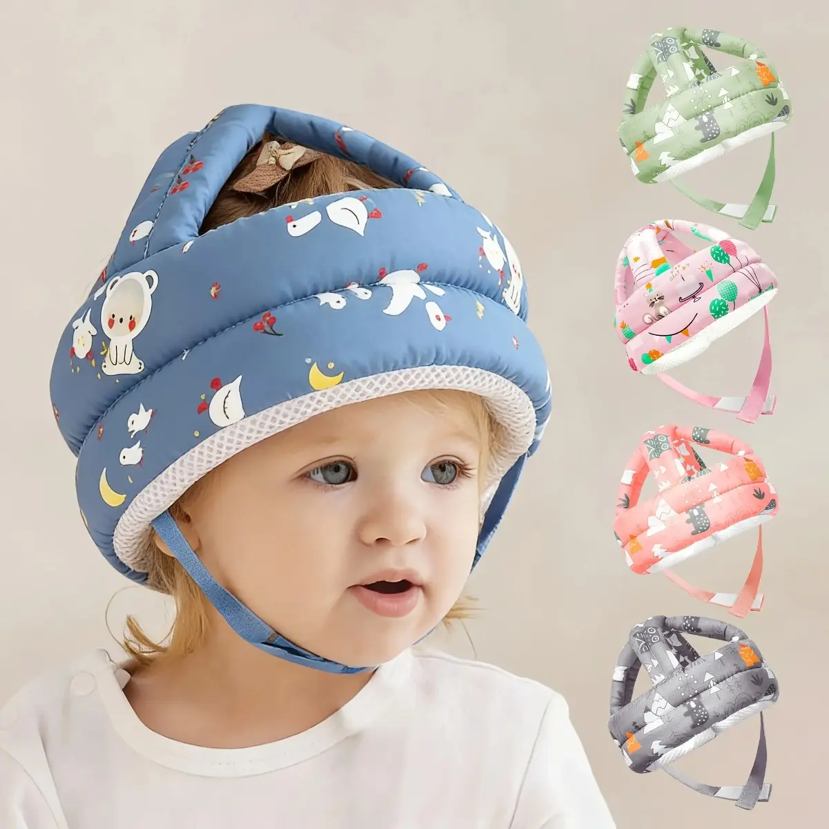 Cute Cartoon Baby Safety Cap, Adjustable Head Protector for Infants and Toddlers Learning to Walk, Ages 6-24 Months, Caps With Designs, Infant Hat, Protective Cap
